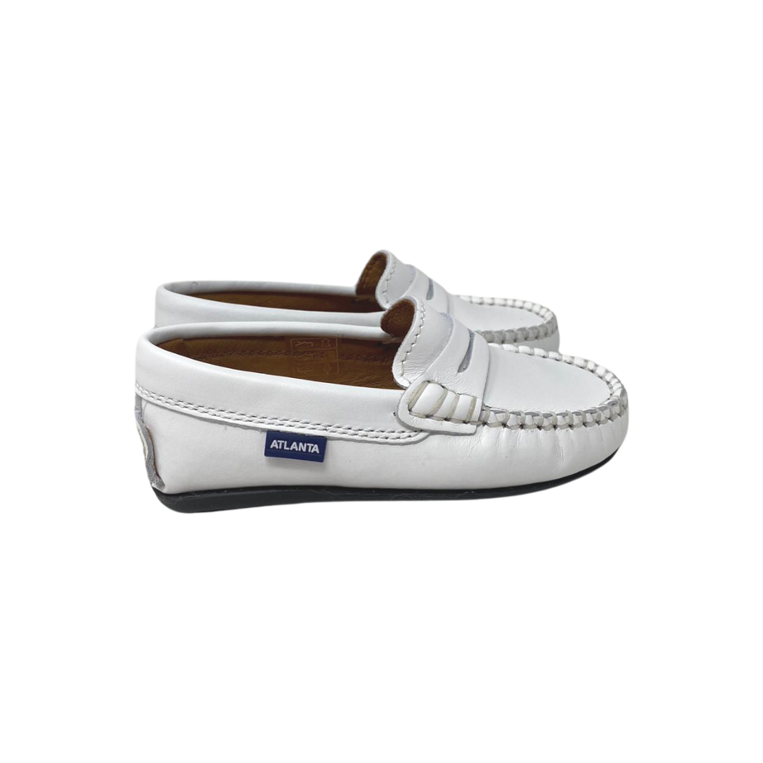 Atlanta Mocasin 32G Girls White Leather Penny Loafer – Frankel's