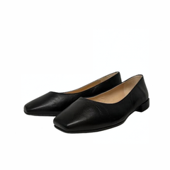 FSNY Jane Black Leather Flats