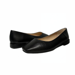 FSNY Jane Black Leather Flats