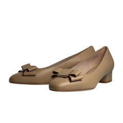Viviamos Galena Nude Leather Low Heel