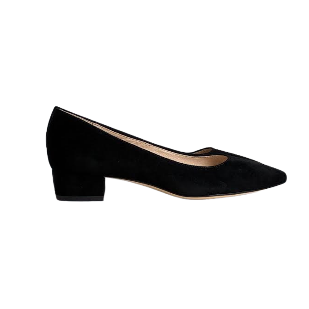Viviamos Camilla Black Suede Low Heel