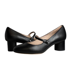 Viviamos Maleena Black Leather Low Heel