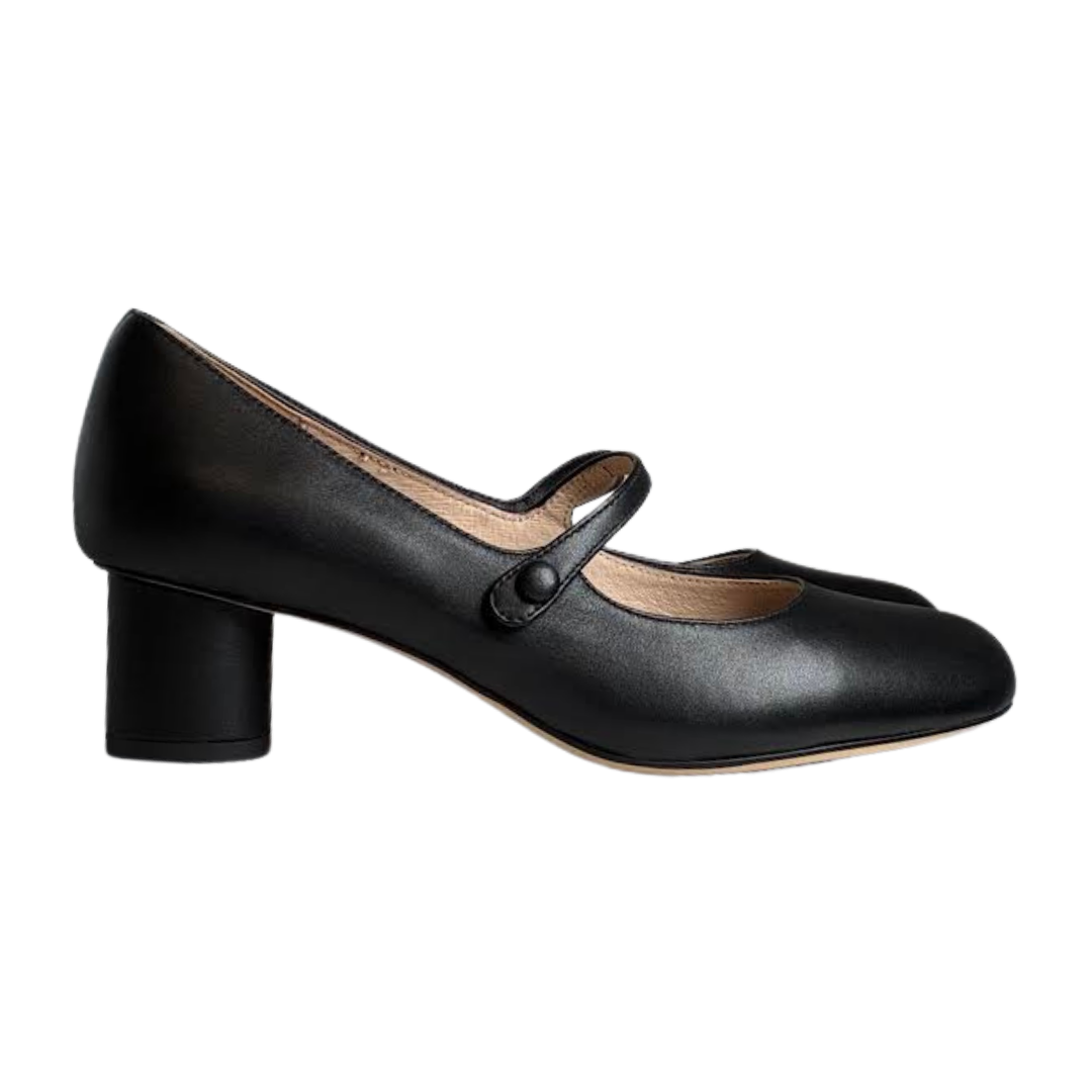 Viviamos Maleena Black Leather Low Heel
