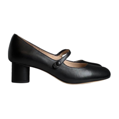 Viviamos Maleena Black Leather Low Heel