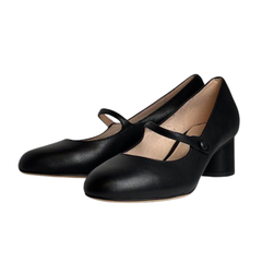 Viviamos Maleena Black Leather Low Heel