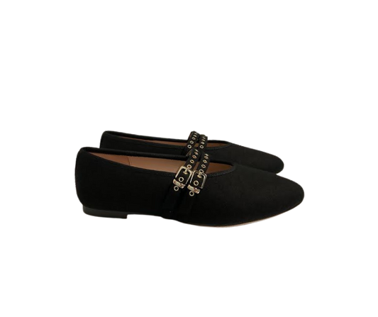 Viviamos Allie Black Flannel Fabric Flat