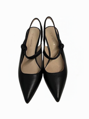 Viviamos Malia-B  Black Leather Sling Back Medium Heel