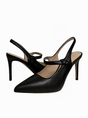 Viviamos Malia-B  Black Leather Sling Back Medium Heel