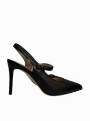 Viviamos Malia-B  Black Leather Sling Back Medium Heel