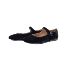 Papanatas 6315 Girls Black Velvet Mary Jane