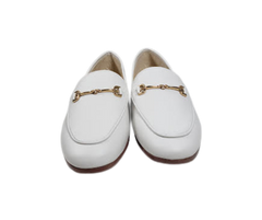 Sam Edelman Loraine White leather loafer with chain