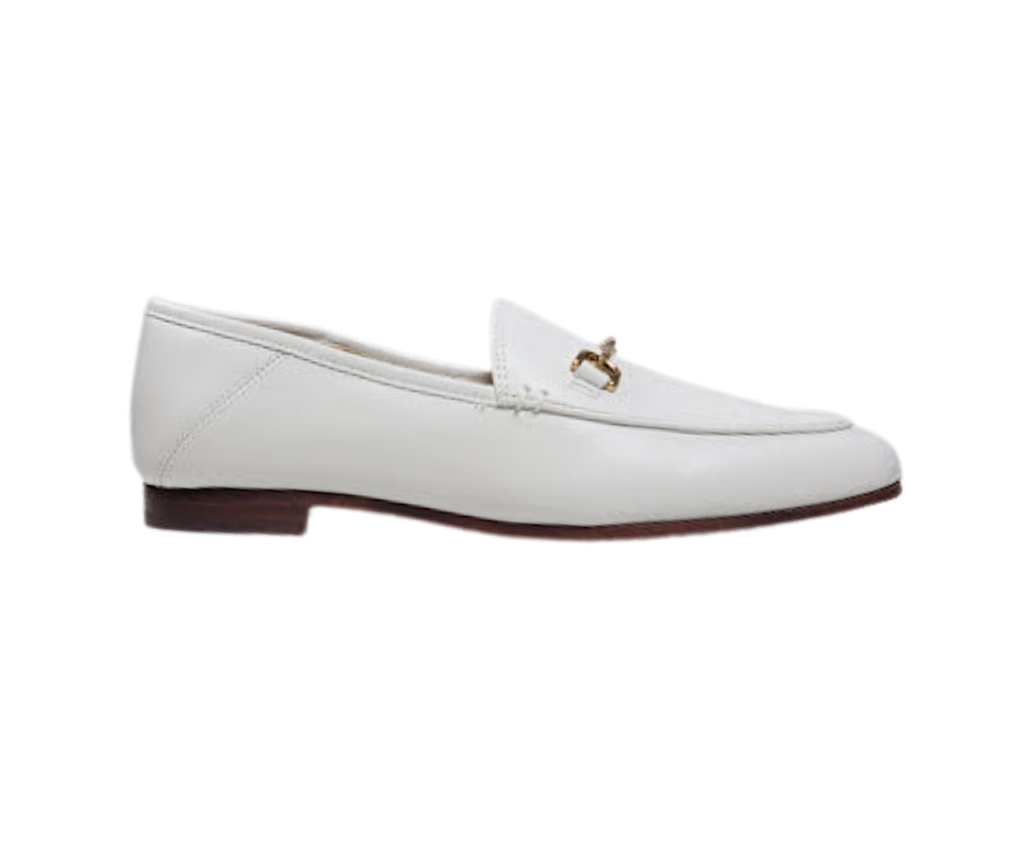 Sam Edelman Loraine White leather loafer with chain