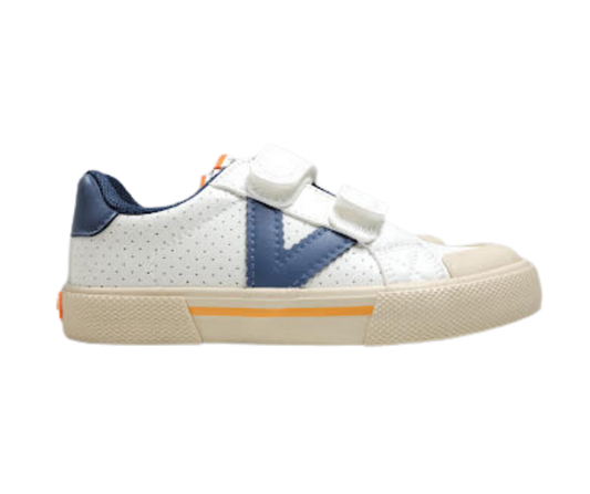 Victoria 1355102 Childrens White/Navy Leather Sneakers