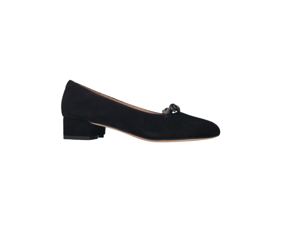 Viviamos Bliss Ladies Black Suede Low Heel