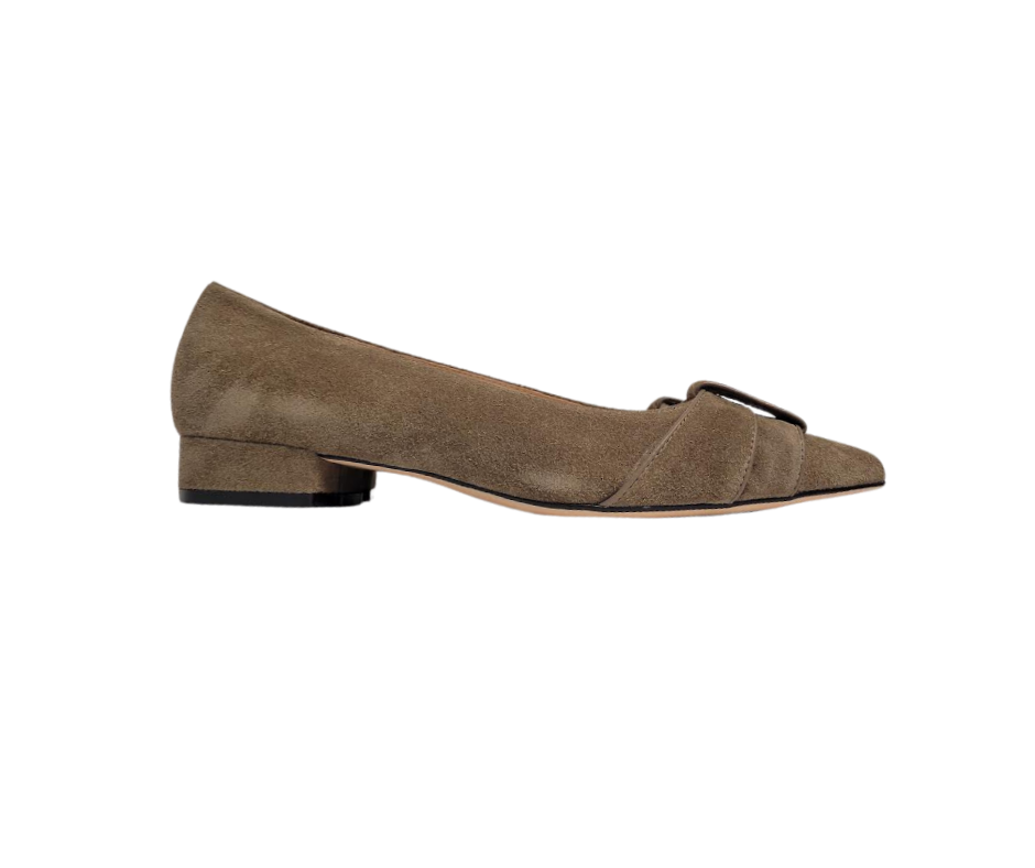 Viviamos Evie Ladies Taupe Suede Flat