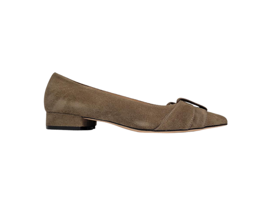 Viviamos Evie Ladies Taupe Suede Flat