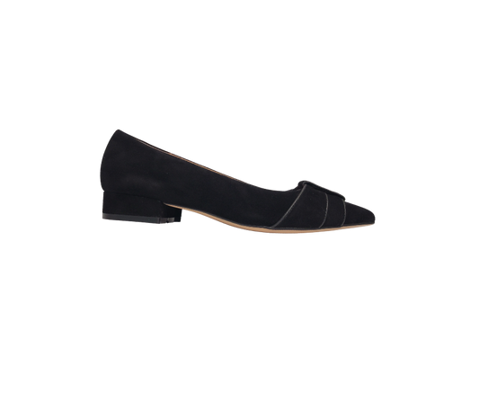 Viviamos Evie Ladies Black Suede Flat