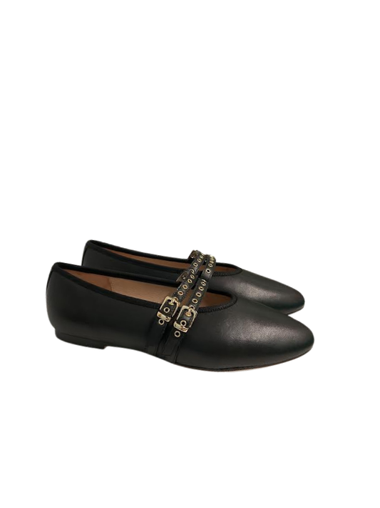 Viviamos Allie Black Leather Flat