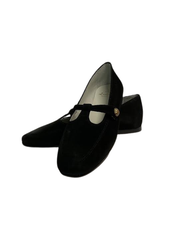 Luccini J284 Black Suede Brass Snap Mary Jane