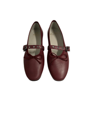 Luccin J281 Burgundy Leather Strap/Buckle Ballet Flats
