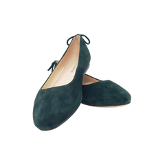 Viviamos Rod Ladies Green Suede Flats