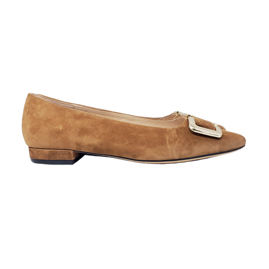 Viviamos Daisy Ladies Camel Suede Dress Shoe