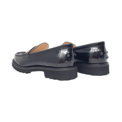 Viviamos Canna Ladies Black Leather Penny Loafer