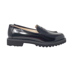 Viviamos Clero Ladies Black Leather Penny Loafer