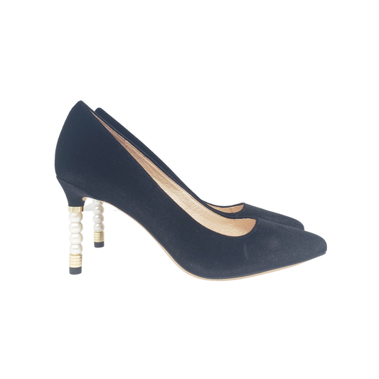 Viviamos Balm Ladies Black Velvet Spike Heel