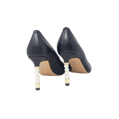 Viviamos Balm Ladies Black Leather Spike Heel