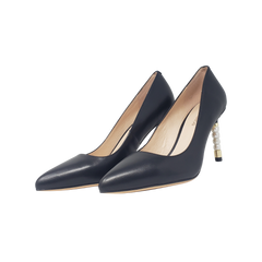 Viviamos Balm Ladies Black Leather Spike Heel