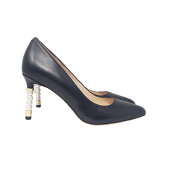 Viviamos Balm Ladies Black Leather Spike Heel