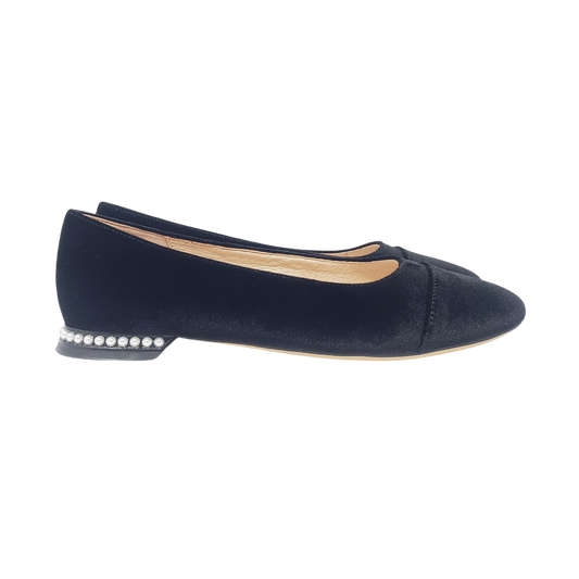 Viviamos Erica Ladies Black Velvet Dress Shoe