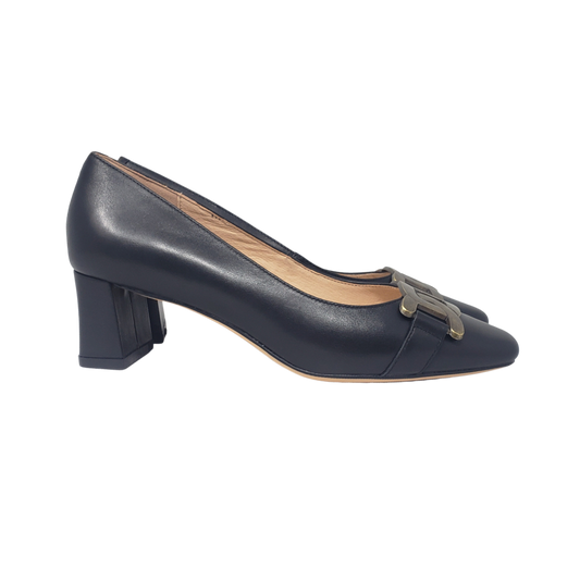 Viviamos Honor Ladies Black Leather Medium Heel