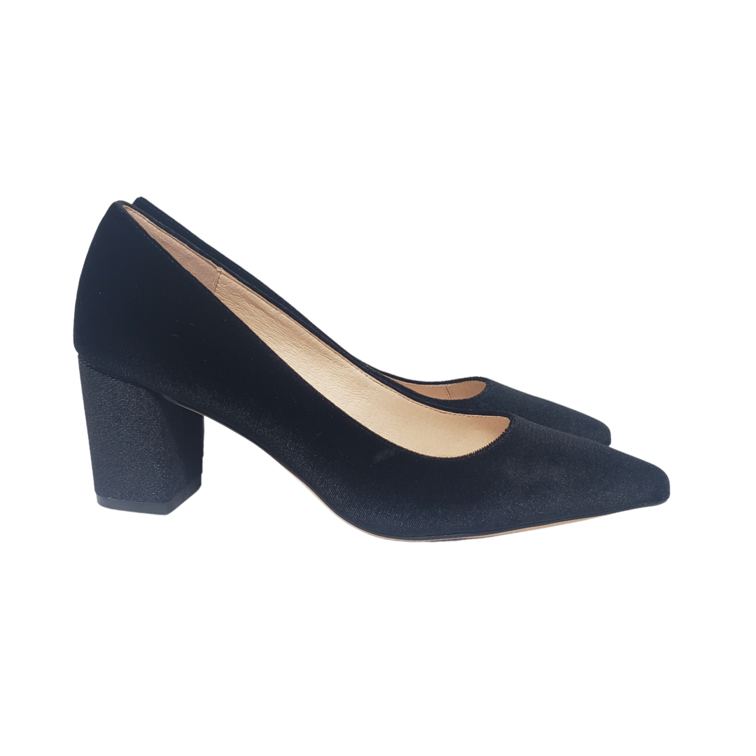 Viviamos Mint Black Velvet Pump Ladies Heel