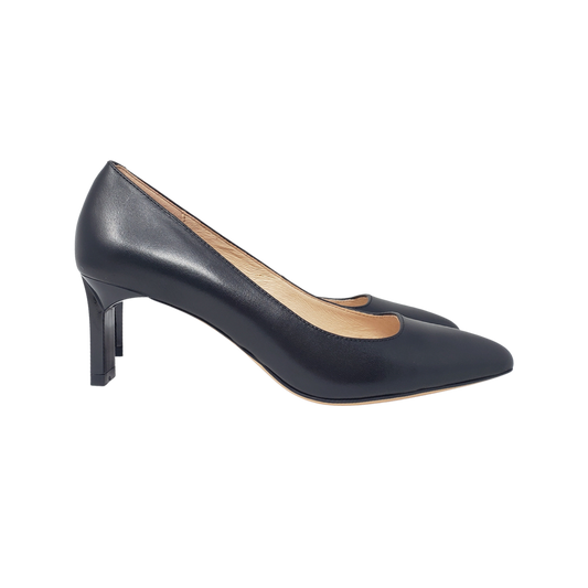 Viviamos Sage 2 Ladies Low Black Leather Wafer Heel