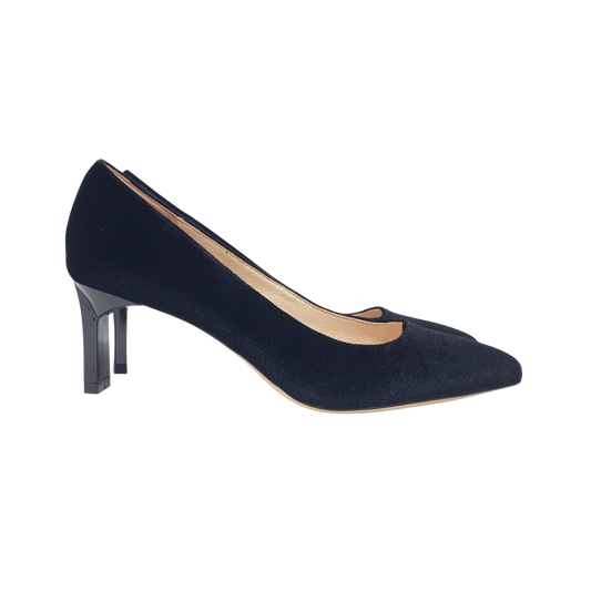 Viviamos Sage 2 Ladies Low Black Velvet Wafer Heel