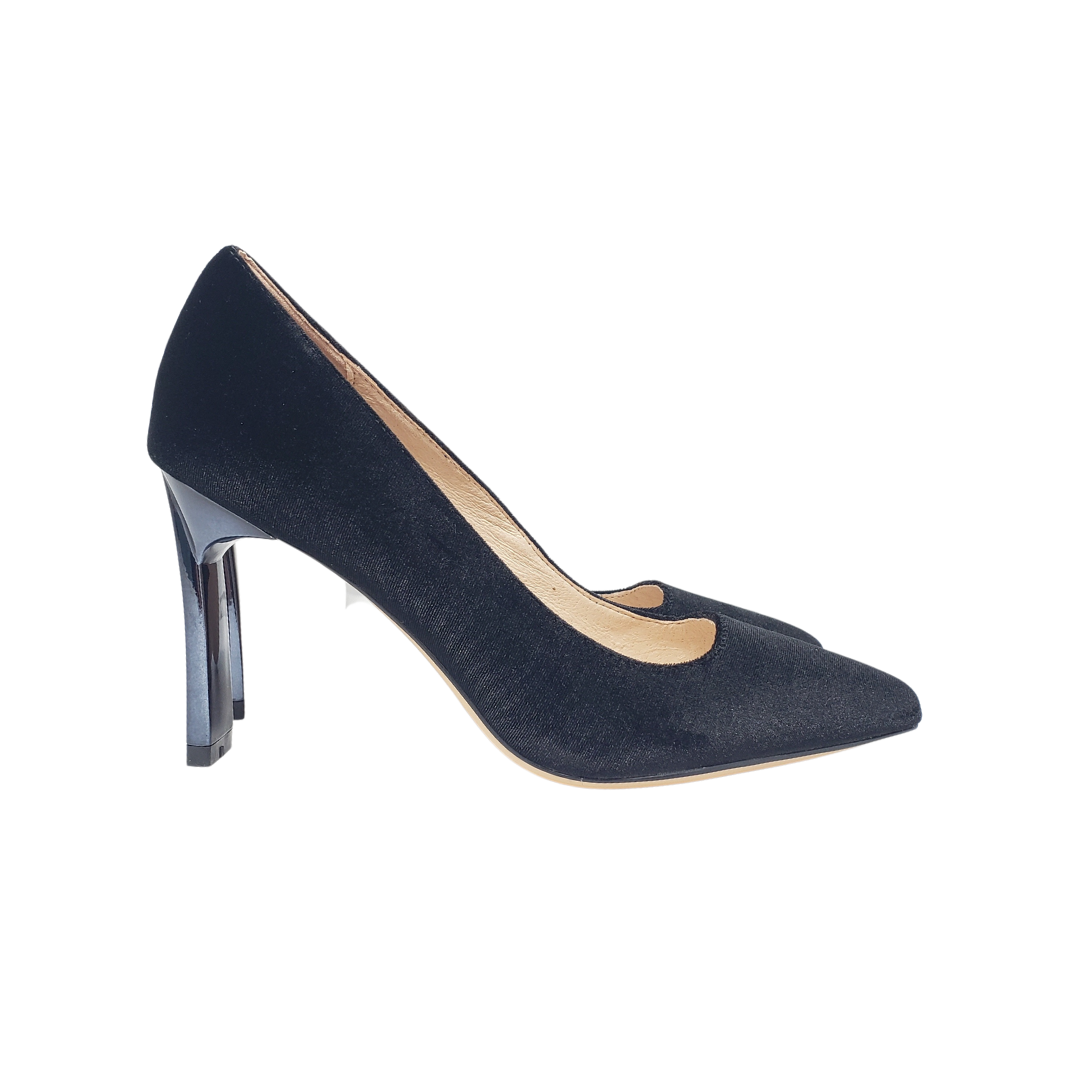 Viviamos Sage 2 Ladies High Black Velvet Wafer Heel