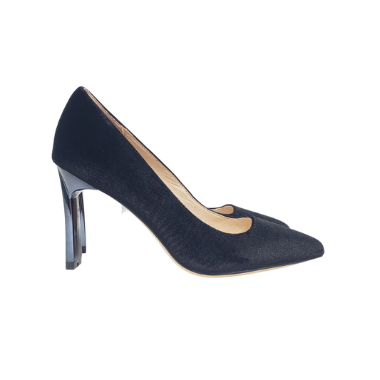 Viviamos Sage 2 Ladies High Black Velvet Wafer Heel