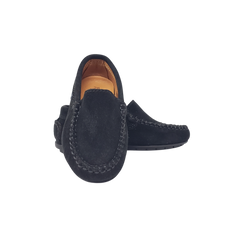 Atlanta Mocasin 15G Kids Black Suede Loafer