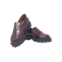 Atlanta Mocasin 719 Kids Burgundy Leather Sport Loafer