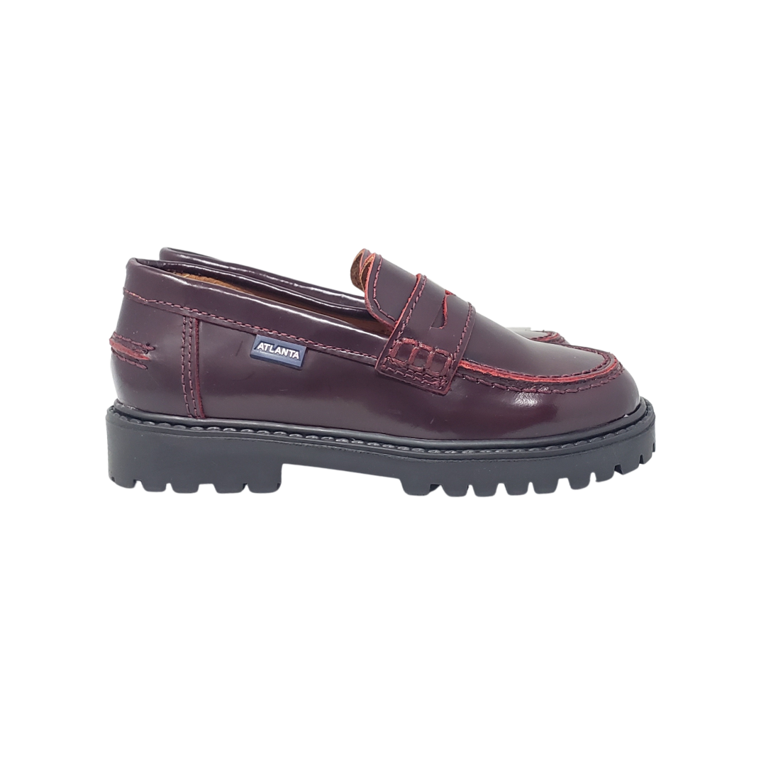 Atlanta Mocasin 719 Kids Burgundy Leather Sport Loafer