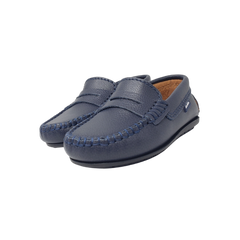 Atlanta Mocasin 32G Navy Leather Penny Loafer