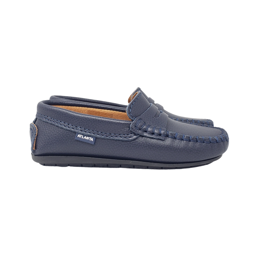 Atlanta Mocasin 32G Navy Leather Penny Loafer