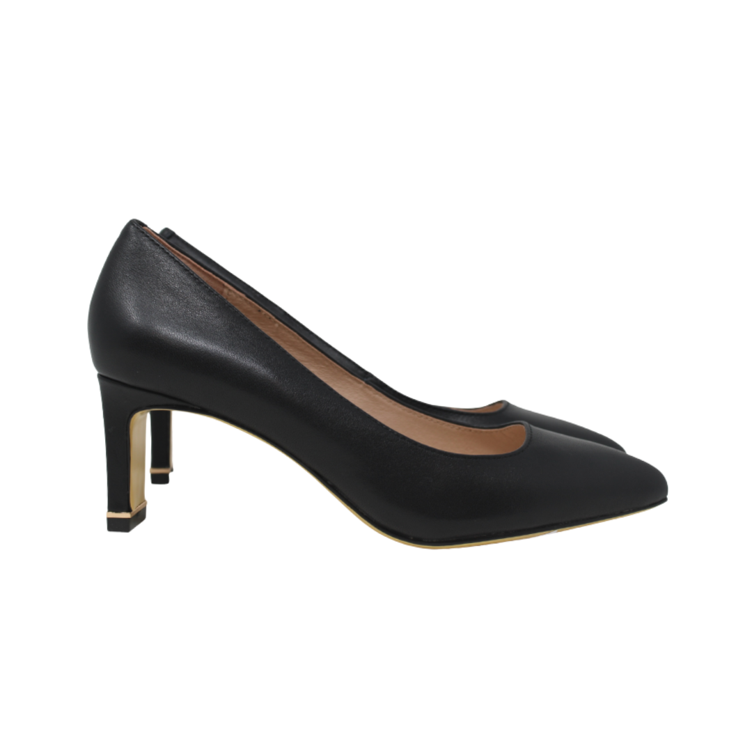 Viviamos Sage Low black Leather Heels