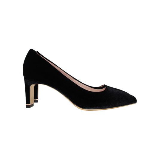 Viviamos Sage Low Black Velvet Heels