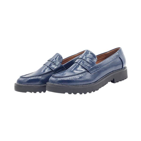 Mia Hali Ladies Navy Patent Penny Loafer – Frankel's Designer Shoes
