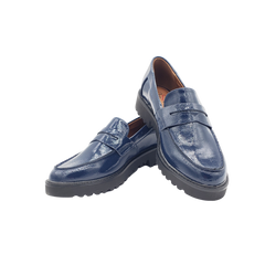 Mia Hali Ladies Navy Patent Penny Loafer