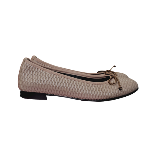 Luccini J107 Girls Taupe Leather Ballet Flat