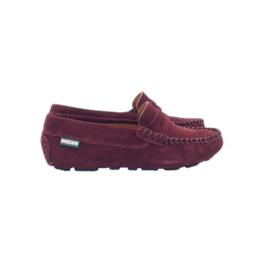 Fascani 52219 Childrens Burgundy Suede Loafer Shoe